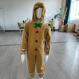 Maxbell Christmas Outfit Child Gingerbread Man Costume for Pretend Play Holiday L
