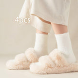 Maxbell 4 Pair Women Socks Warm Thermal Cold Weather Autumn Winter Fashion white
