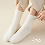 Maxbell 4 Pair Women Socks Warm Thermal Cold Weather Autumn Winter Fashion white