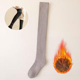 Maxbell 50cm Winter Over Knee Long Socks Women Long Stockings Warm Thigh High Socks Light Gray