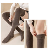 Maxbell 50cm Winter Over Knee Long Socks Women Long Stockings Warm Thigh High Socks Coffee