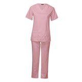 Maxbell Breathable Nursing Scrubs Uniform Comfortable for SPA Worker Cosmetology Pink S