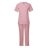 Maxbell Breathable Nursing Scrubs Uniform Comfortable for SPA Worker Cosmetology Pink S