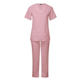 Maxbell Breathable Nursing Scrubs Uniform Comfortable for SPA Worker Cosmetology Pink S
