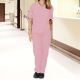 Maxbell Breathable Nursing Scrubs Uniform Comfortable for SPA Worker Cosmetology Pink S