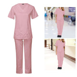 Maxbell Breathable Nursing Scrubs Uniform Comfortable for SPA Worker Cosmetology Pink S