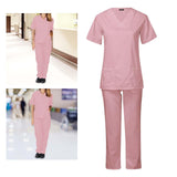 Maxbell Breathable Nursing Scrubs Uniform Comfortable for SPA Worker Cosmetology Pink S