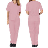 Maxbell Breathable Nursing Scrubs Uniform Comfortable for SPA Worker Cosmetology Pink S
