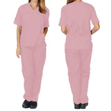 Maxbell Breathable Nursing Scrubs Uniform Comfortable for SPA Worker Cosmetology Pink L