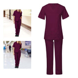 Maxbell Breathable Nursing Scrubs Uniform Comfortable for SPA Worker Cosmetology Red M
