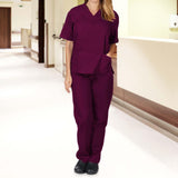 Maxbell Breathable Nursing Scrubs Uniform Comfortable for SPA Worker Cosmetology Red L