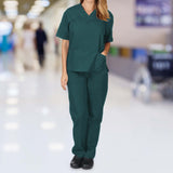 Maxbell Breathable Nursing Scrubs Uniform Comfortable for SPA Worker Cosmetology Green L