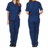 Maxbell Breathable Nursing Scrubs Uniform Comfortable for SPA Worker Cosmetology Blue S