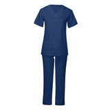 Maxbell Breathable Nursing Scrubs Uniform Comfortable for SPA Worker Cosmetology Blue M