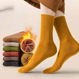 Maxbell Women Men Mid Calf Socks Thermal Boot Stockings Casual for Skiing Unisex One Size Yellow
