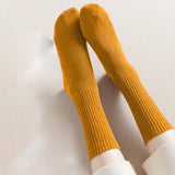 Maxbell Women Men Mid Calf Socks Thermal Boot Stockings Casual for Skiing Unisex One Size Yellow