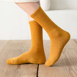 Maxbell Women Men Mid Calf Socks Thermal Boot Stockings Casual for Skiing Unisex One Size Yellow
