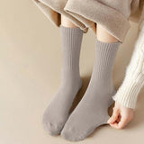 Maxbell Women Men Mid Calf Socks Thermal Boot Stockings Casual for Skiing Unisex One Size Khaki