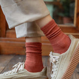 Maxbell Women Men Mid Calf Socks Thermal Boot Stockings Casual for Skiing Unisex One Size Red