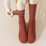 Maxbell Women Men Mid Calf Socks Thermal Boot Stockings Casual for Skiing Unisex One Size Red