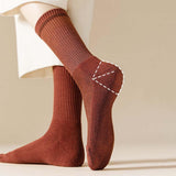 Maxbell Women Men Mid Calf Socks Thermal Boot Stockings Casual for Skiing Unisex One Size Red