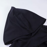 Maxbell Gothic Hooded Crop Top Pullover Black Versatile for Travel Festivals Ladies Small