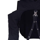 Maxbell Gothic Hooded Crop Top Pullover Black Versatile for Travel Festivals Ladies Medium