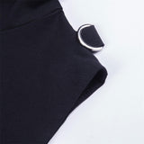 Maxbell Gothic Hooded Crop Top Pullover Black Versatile for Travel Festivals Ladies Medium