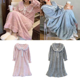 Maxbell Women Nightdress Winter Plush Loose Fit Sleepshirt Lady Loungewear Nightgown One Size Pink