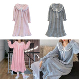 Maxbell Women Nightdress Winter Plush Loose Fit Sleepshirt Lady Loungewear Nightgown One Size Pink