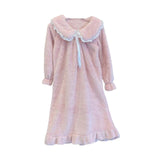 Maxbell Women Nightdress Winter Plush Loose Fit Sleepshirt Lady Loungewear Nightgown One Size Pink