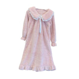 Maxbell Women Nightdress Winter Plush Loose Fit Sleepshirt Lady Loungewear Nightgown One Size Pink