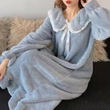 Maxbell Women Nightdress Winter Plush Loose Fit Sleepshirt Lady Loungewear Nightgown One Size Gray