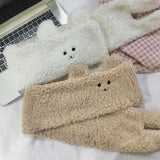Maxbell Soft Acrylic Scarf Winter Warm Bear Ear Keep Warm for Women Men Skiing Khaki