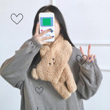 Maxbell Soft Acrylic Scarf Winter Warm Bear Ear Keep Warm for Women Men Skiing Khaki