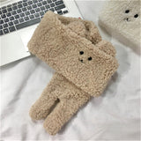 Maxbell Soft Acrylic Scarf Winter Warm Bear Ear Keep Warm for Women Men Skiing Khaki
