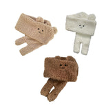Maxbell Soft Acrylic Scarf Winter Warm Bear Ear Keep Warm for Women Men Skiing Khaki