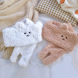 Maxbell Soft Acrylic Scarf Winter Warm Bear Ear Keep Warm for Women Men Skiing White