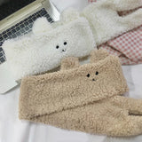 Maxbell Soft Acrylic Scarf Winter Warm Bear Ear Keep Warm for Women Men Skiing White