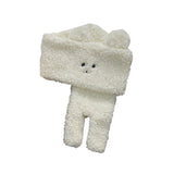Maxbell Soft Acrylic Scarf Winter Warm Bear Ear Keep Warm for Women Men Skiing White
