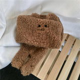 Maxbell Soft Acrylic Scarf Winter Warm Bear Ear Keep Warm for Women Men Skiing Brown