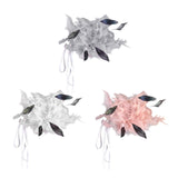 Maxbell Feather Brooch Hairband Decoration Dress Accessories for Party Wedding Gray Flower
