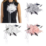 Maxbell Feather Brooch Hairband Decoration Dress Accessories for Party Wedding Gray Flower