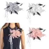 Maxbell Feather Brooch Hairband Decoration Dress Accessories for Party Wedding Gray Flower