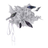 Maxbell Feather Brooch Hairband Decoration Dress Accessories for Party Wedding Gray Flower