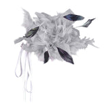 Maxbell Feather Brooch Hairband Decoration Dress Accessories for Party Wedding Gray Flower