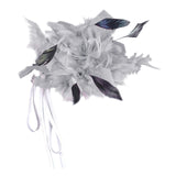 Maxbell Feather Brooch Hairband Decoration Dress Accessories for Party Wedding Gray Flower