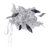 Maxbell Feather Brooch Hairband Decoration Dress Accessories for Party Wedding Gray Flower