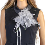 Maxbell Feather Brooch Hairband Decoration Dress Accessories for Party Wedding Gray Flower