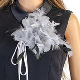 Maxbell Feather Brooch Hairband Decoration Dress Accessories for Party Wedding Gray Flower